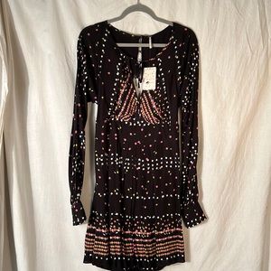 Free People Coryn Printed Cutout Back Skater Dress - Size 10